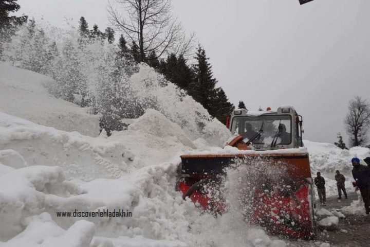 Snow cutter clears snow near Rohtang pass