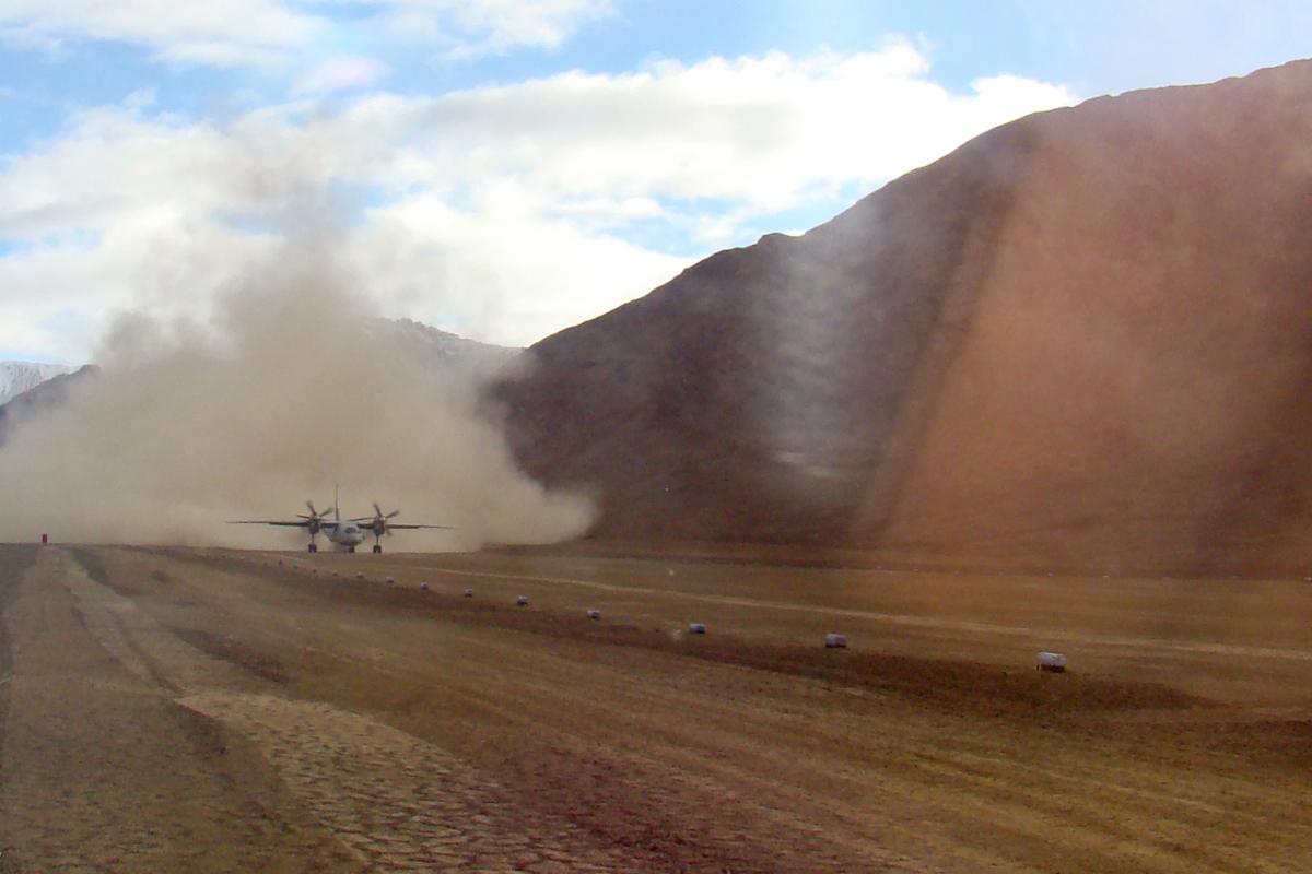 IAF Antonov An-32 takes off from Daulat Beg Oldi in Ladakh